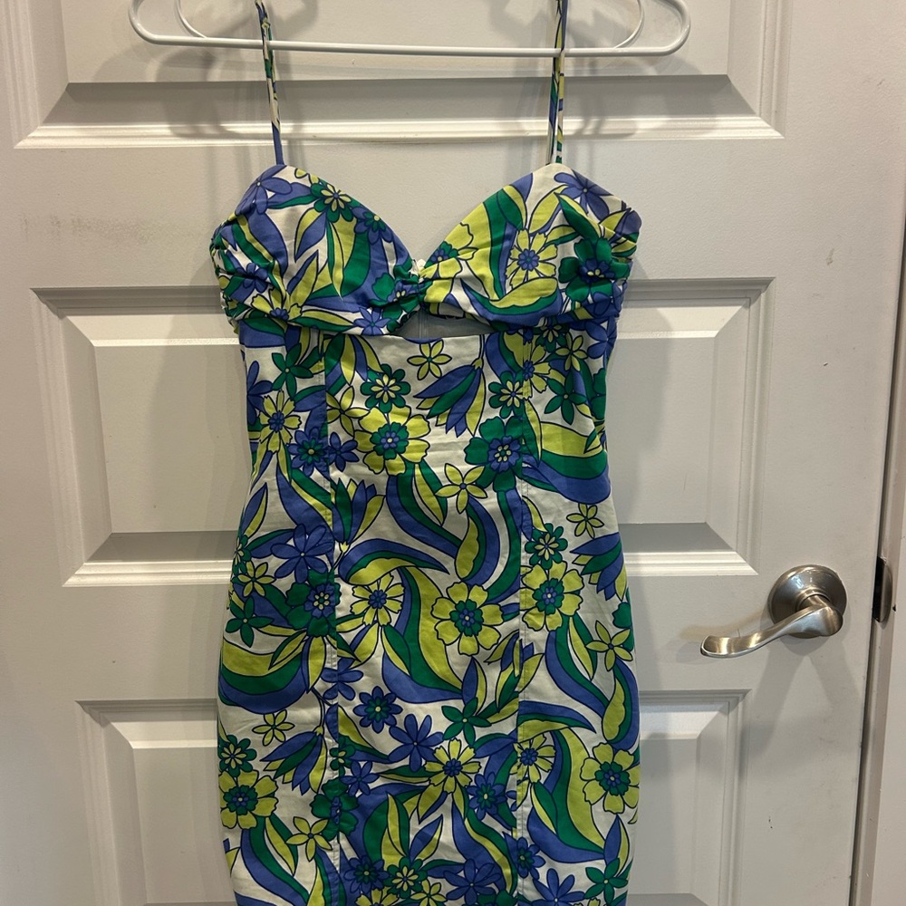 Zara Floral Print Strapless Dress